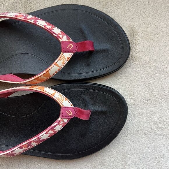 Olukai Ho'opio Tropical Print Thong Flip Flop Sandals Women 5-6 Casual Beach - Picture 7 of 14